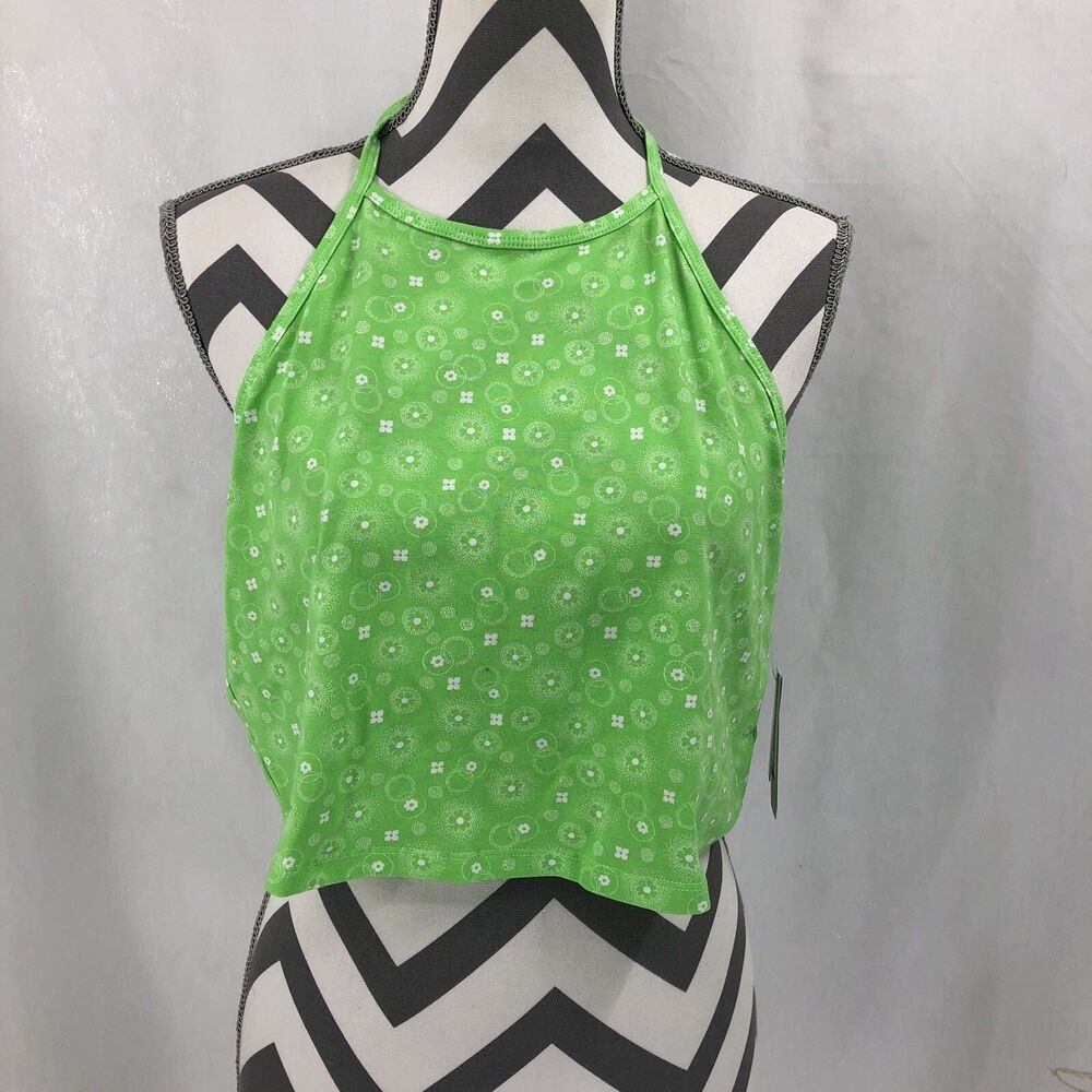 BP. Halter Crop Top Green Frosty Foulard Floral Open Back BP449472WN Plus 3X
